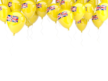 Balloon frame with flag of niue isolated on whiteの写真素材