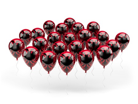 Balloons with flag of albania isolated on whiteの写真素材