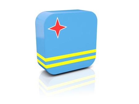 Square icon with flag of aruba with reflectionの写真素材