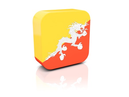 Square icon with flag of bhutan with reflectionの写真素材