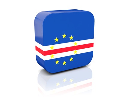 Square icon with flag of cape verde with reflectionの写真素材