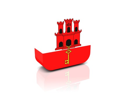 Square icon with flag of gibraltar with reflectionの写真素材