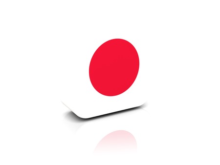 Square icon with flag of japan with reflectionの写真素材