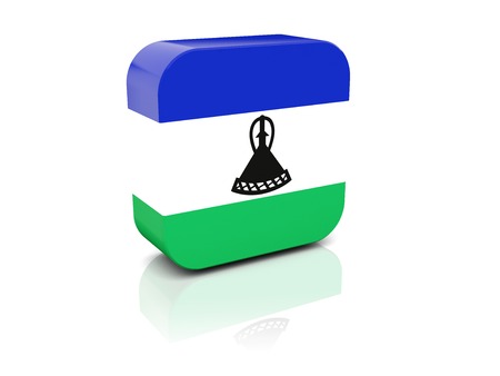 Square icon with flag of lesotho with reflectionの写真素材