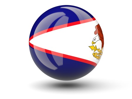 Round icon of flag of american samoa isolated on whiteの写真素材
