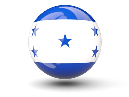 Round icon of flag of honduras isolated on whiteの写真素材
