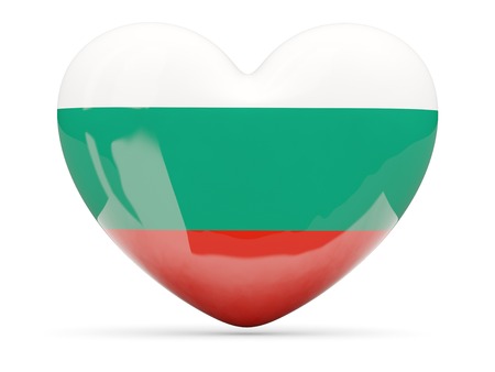 Heart shaped icon with flag of bulgaria isolated on whiteの写真素材