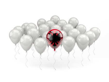 Air balloons with flag of albania isolated on whiteの写真素材