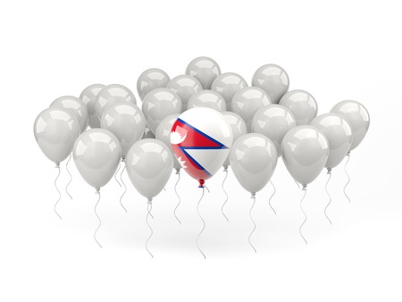 Air balloons with flag of nepal isolated on whiteの写真素材