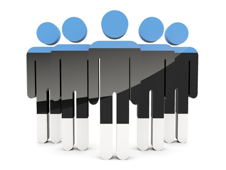 People with flag of estonia isolated on whiteの写真素材