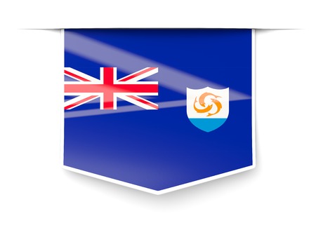 Square label with flag of anguilla isolated on whiteの写真素材