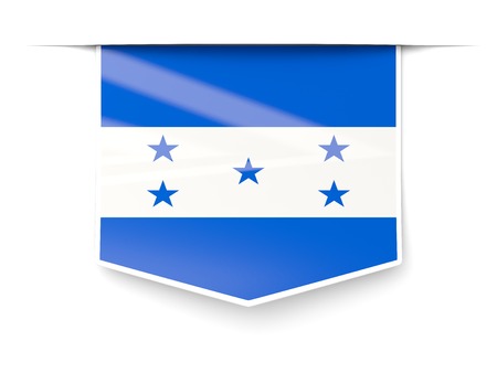 Square label with flag of honduras isolated on whiteの写真素材