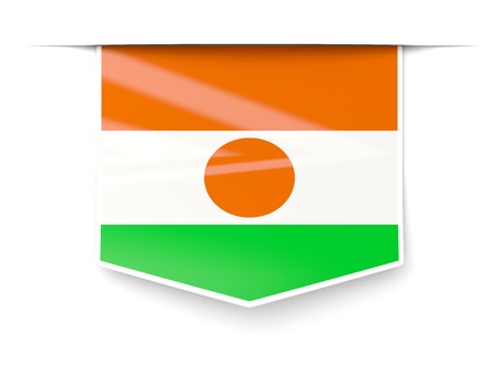 Square label with flag of niger isolated on whiteの写真素材