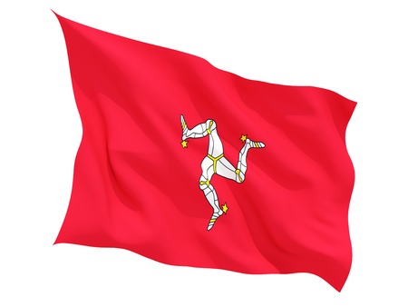 Waving flag of isle of man isolated on whiteの写真素材