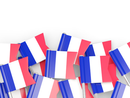 Flag pin of france isolated on whiteの写真素材