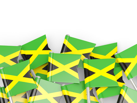 Flag pin of jamaica isolated on whiteの写真素材