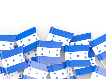 Flag pin of honduras isolated on whiteの写真素材