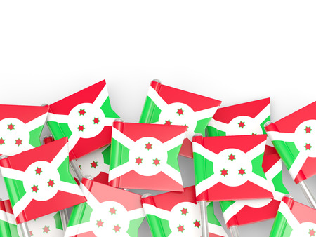 Flag pin of burundi isolated on whiteの写真素材
