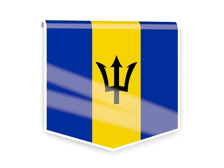 Square flag label of barbados isolated on whiteの写真素材