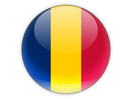 Round icon with flag of chad isolated on whiteの写真素材