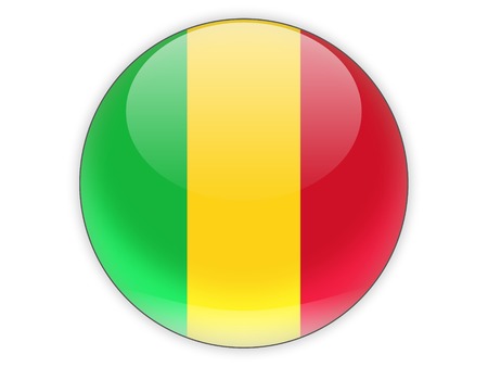 Round icon with flag of mali isolated on whiteの写真素材