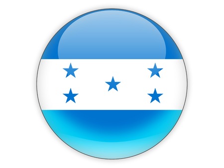 Round icon with flag of honduras isolated on whiteの写真素材