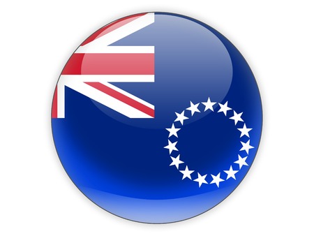 Round icon with flag of cook islands isolated on whiteの写真素材