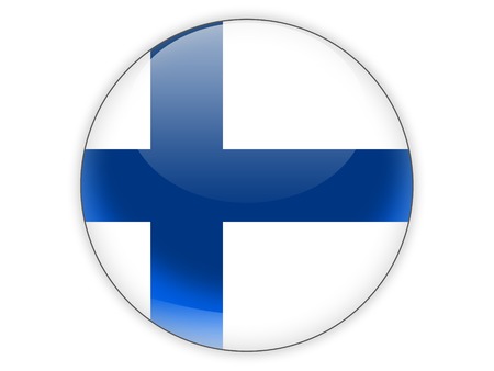 Round icon with flag of finland isolated on whiteの写真素材