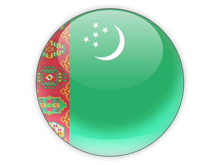 Round icon with flag of turkmenistan isolated on whiteの写真素材