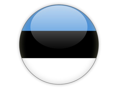Round icon with flag of estonia isolated on whiteの写真素材