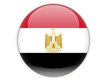 Round icon with flag of egypt isolated on whiteの写真素材