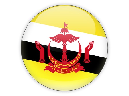 Round icon with flag of brunei isolated on whiteの写真素材