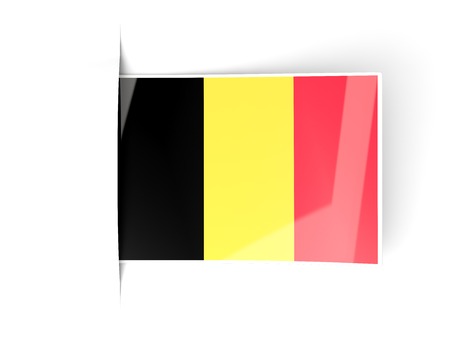 Square label with flag of belgium isolated on whiteの写真素材