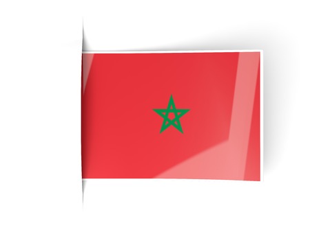 Square label with flag of morocco isolated on whiteの写真素材