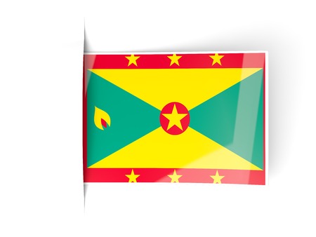 Square label with flag of grenada isolated on whiteの写真素材