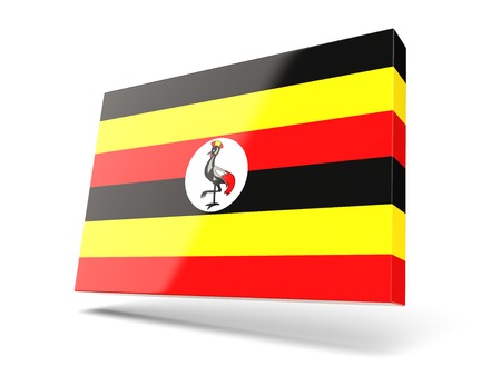 Square icon with flag of uganda isolated on whiteの写真素材