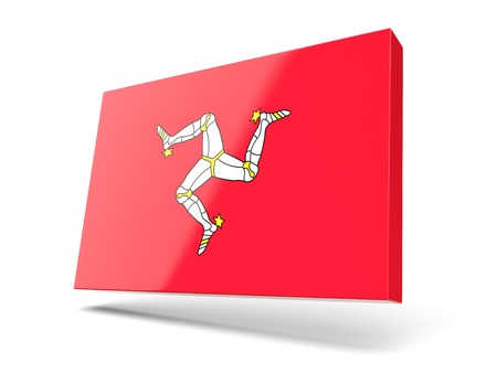 Square icon with flag of isle of man isolated on whiteの写真素材