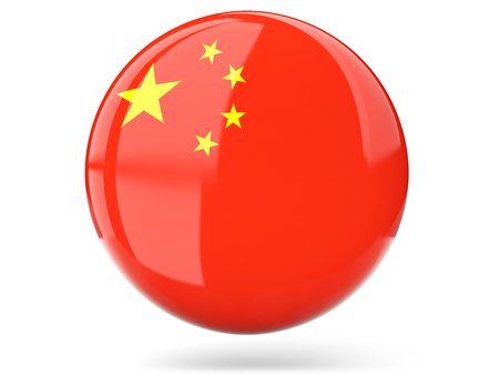 Glossy round icon with flag of chinaの写真素材