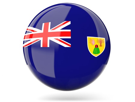 Glossy round icon with flag of turks and caicos islandsの写真素材