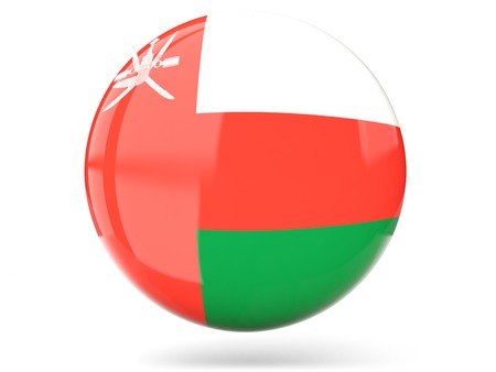 Glossy round icon with flag of omanの写真素材