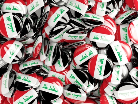 Background with round pins with flag of iraqの写真素材