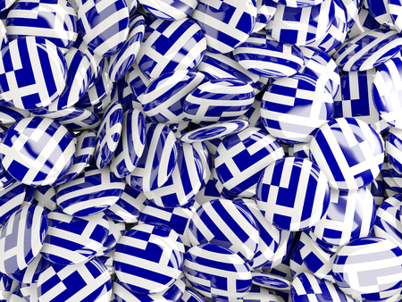 Background with round pins with flag of greeceの写真素材