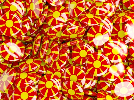 Background with round pins with flag of macedoniaの写真素材