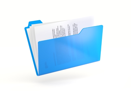 Blue folder icon isolated on white backgroundの写真素材