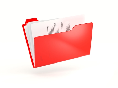 Red folder icon isolated on white backgroundの写真素材
