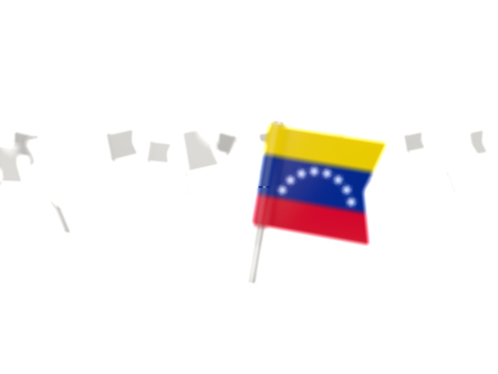 Square pin with flag of venezuela isolated on whiteの写真素材