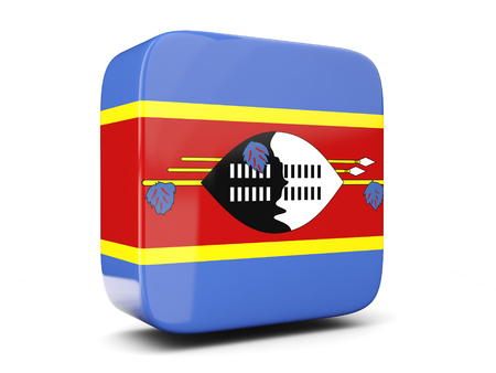 Square icon with flag of swaziland square isolated on white. 3D illustrationの写真素材