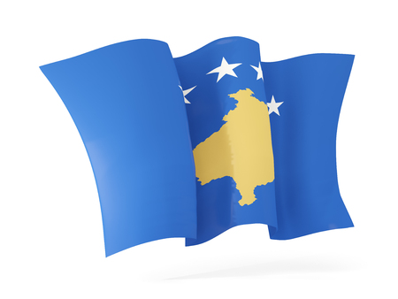Waving flag of kosovo isolated on white. 3D illustrationの写真素材