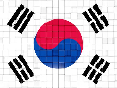 Mosaic background with square parts. Flag of korea south. 3D illustrationの写真素材