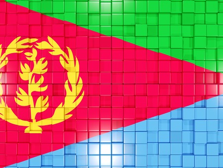 Mosaic background with square parts. Flag of eritrea. 3D illustrationの写真素材